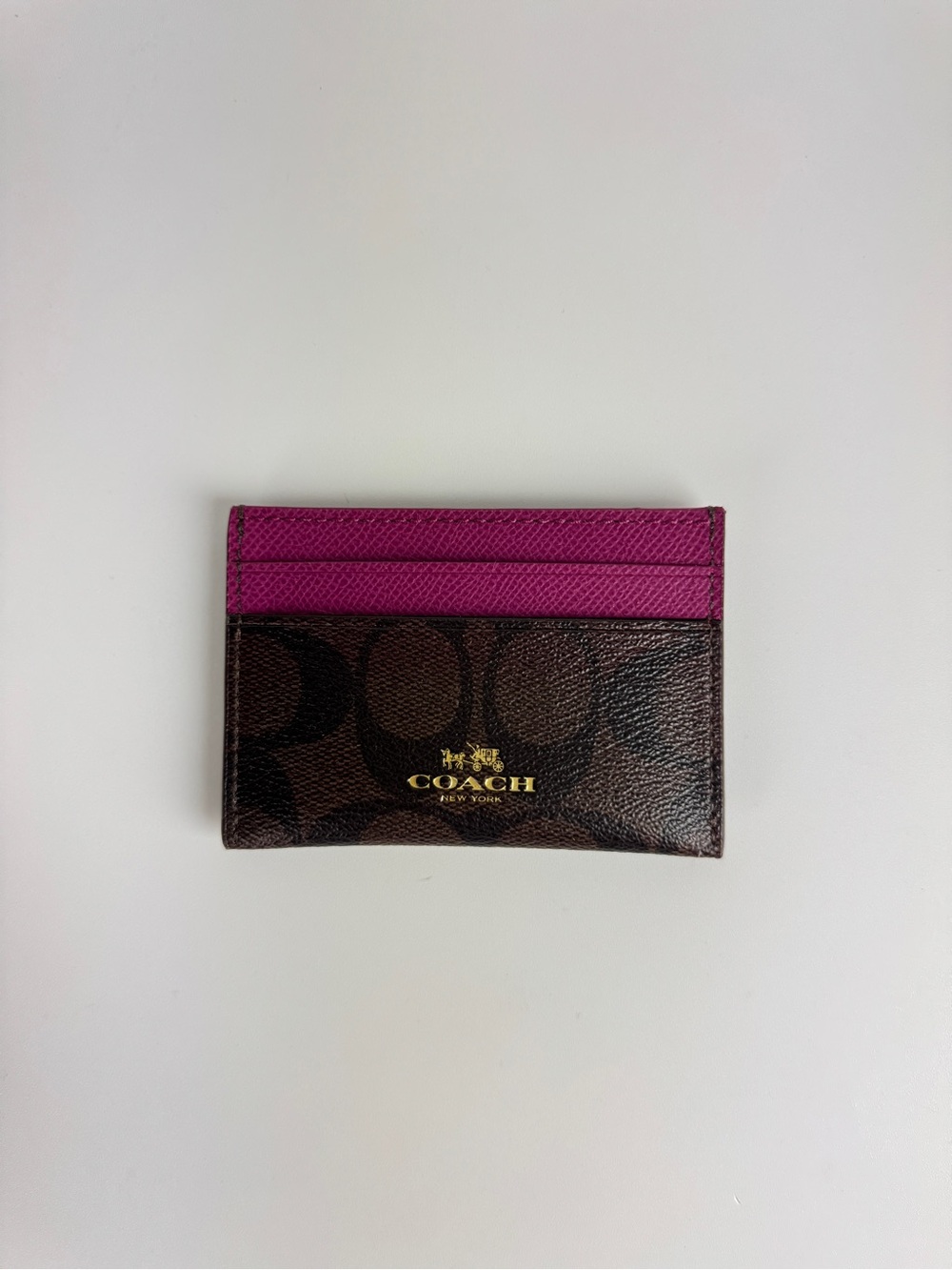 Coach Women Brown Signature Card Holder Wallet